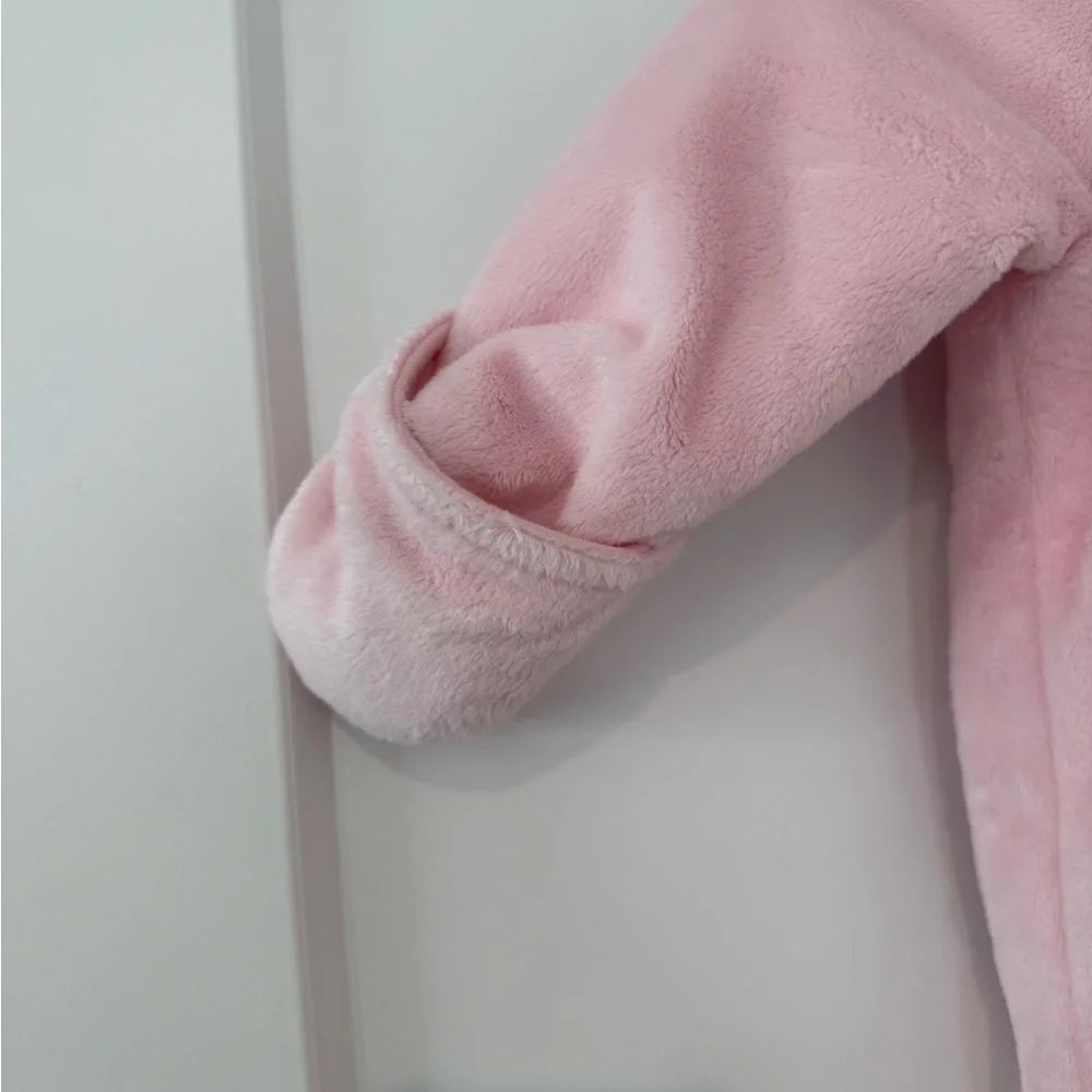 Carter's Light Pink Plush Hooded Footed One-Piece